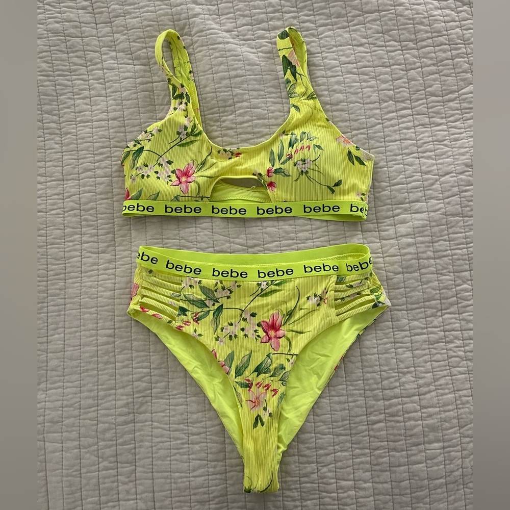 Bebe Yellow Floral Bikini Set